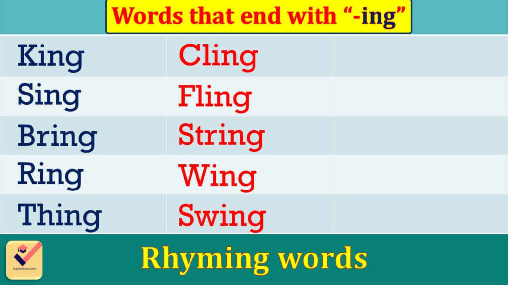 Rhyming words that end with "ing"