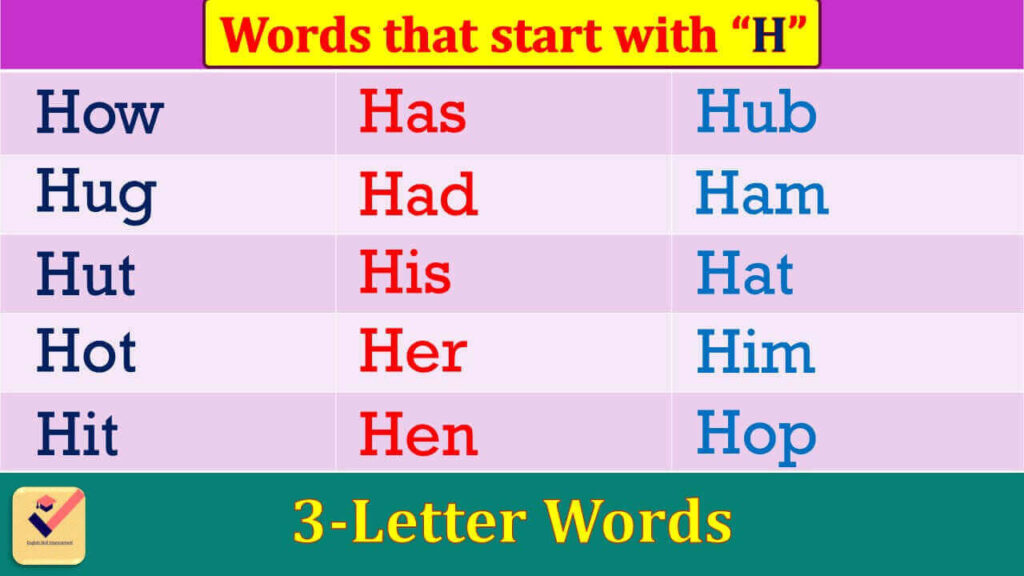 3-Letter words that start with H